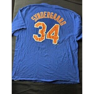 Majestic MLB New York Mets noah Syndergaard #34 T-Shirt Men's Size XL Blue thor